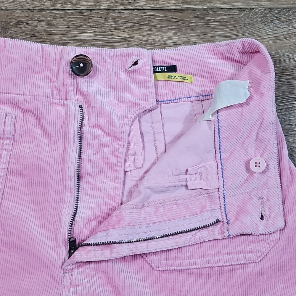 Maeve Anthropologie The Colette Light Pink Corduroy High Rise Wide Leg Crop Pant - Picture 5 of 16